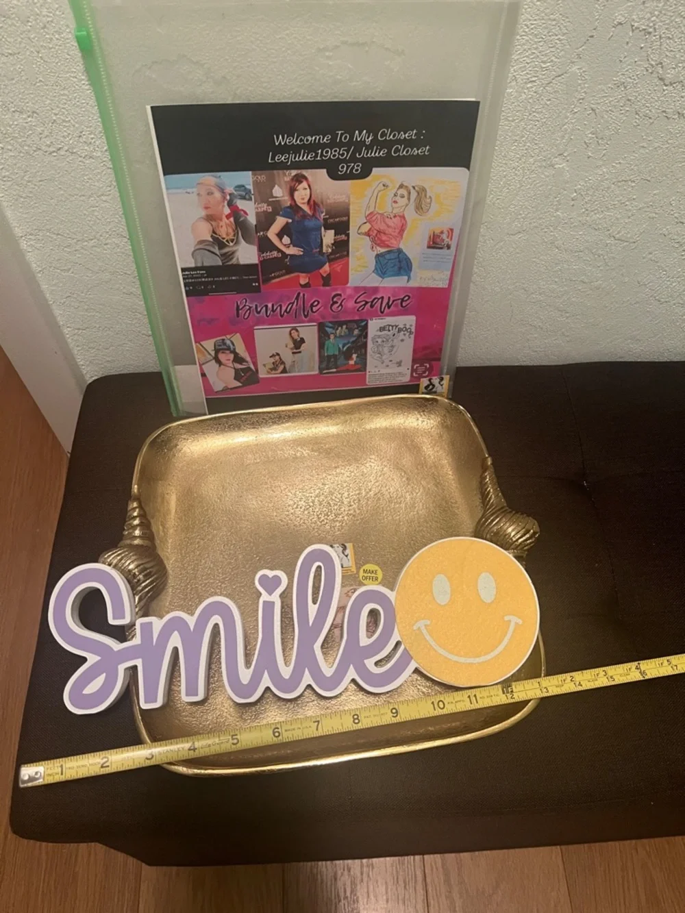 #1900*Smile Wall Decor Sign in Lavender and Yellow - Decorative Home Accent - Picture 3 of 12